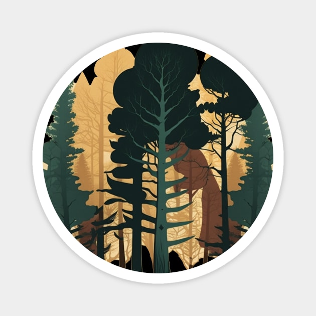 Forest Minimal Design, Adventure and Hiking Magnet by logiamerch